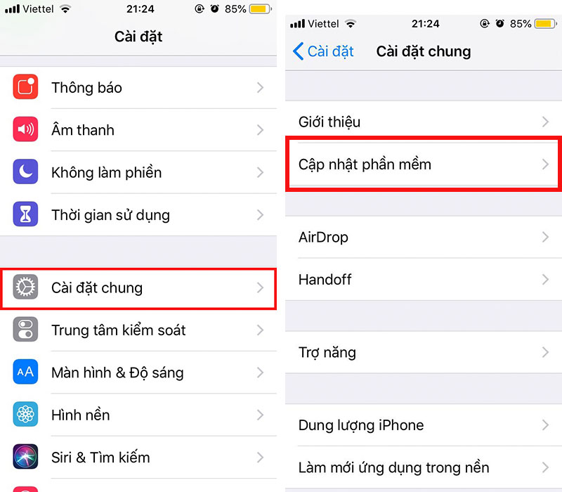 Cập nhật phần mềm iOS cho iPhone